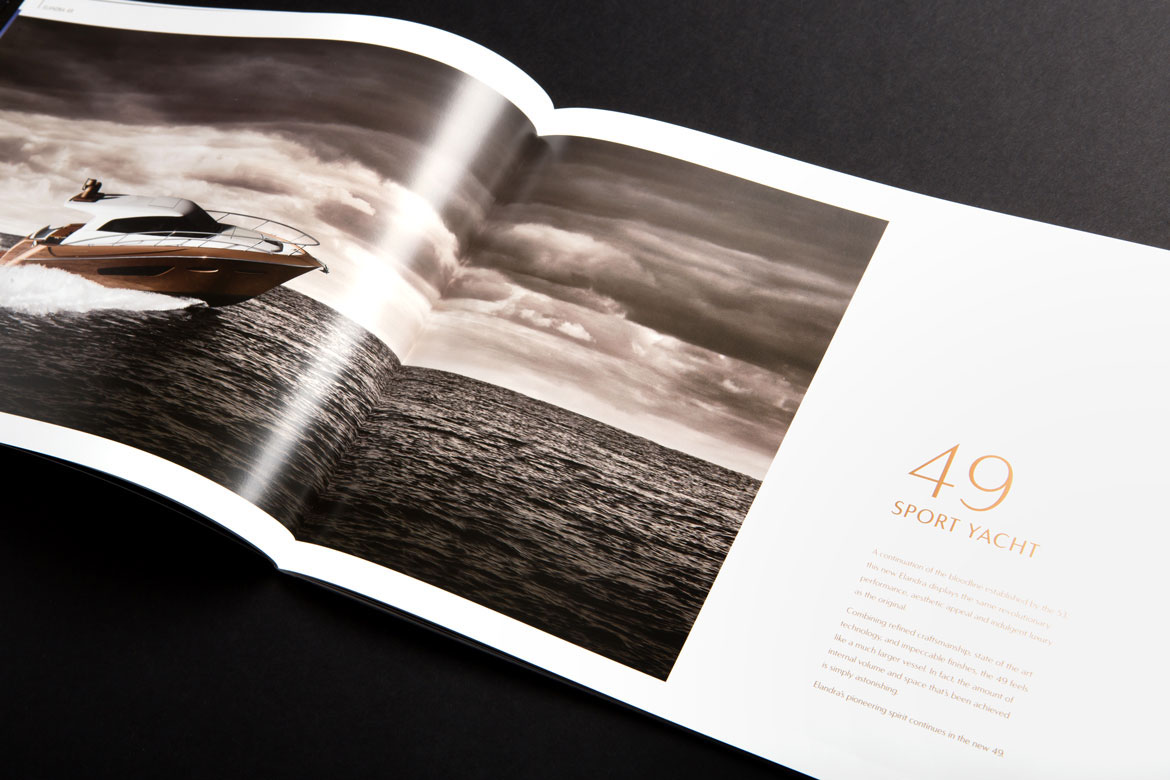 Onfire Design identity auckland Elandra marine yacht Web brochure print