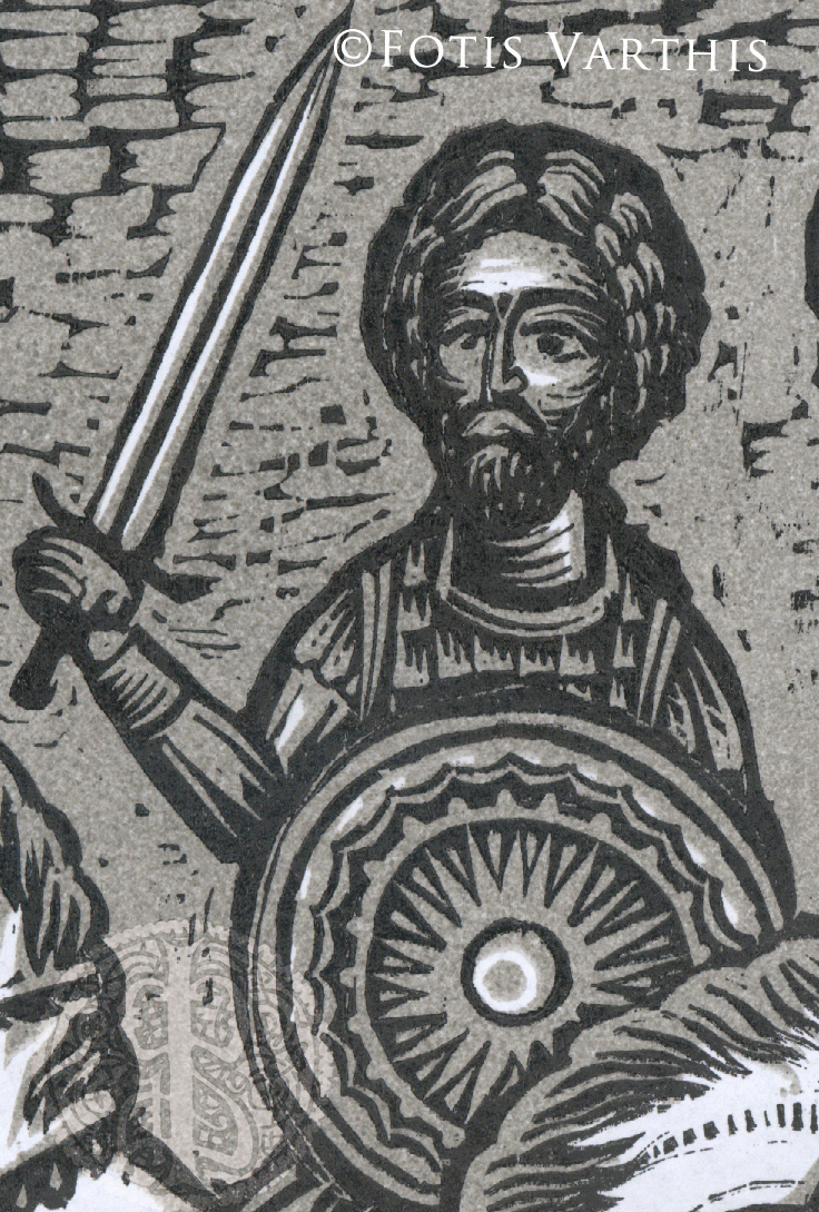 Byzantine horse battle DAWN army Sword fairytale book woodcut