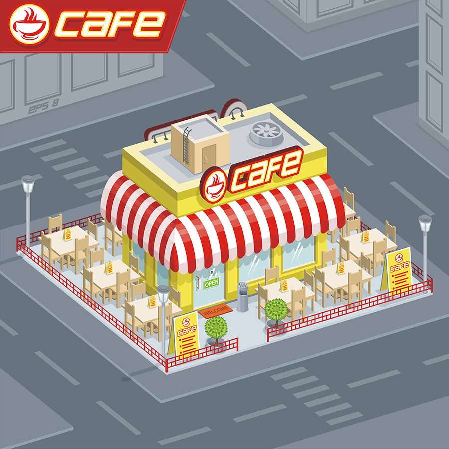 architecture breakfast building burger business cafe cappuccino city clipart Coffee