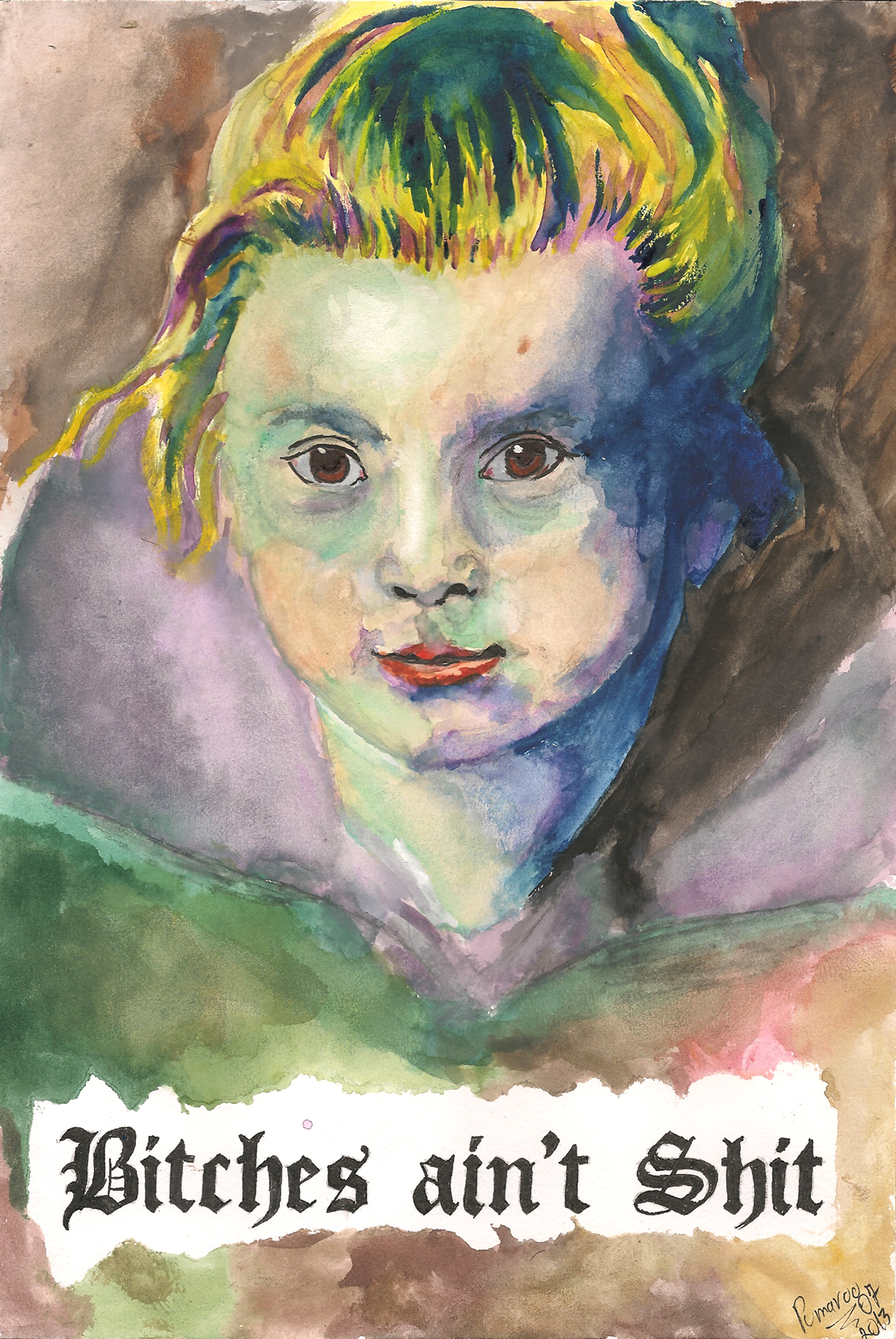 Rubens Paiting watercolors version portrait #gouache 