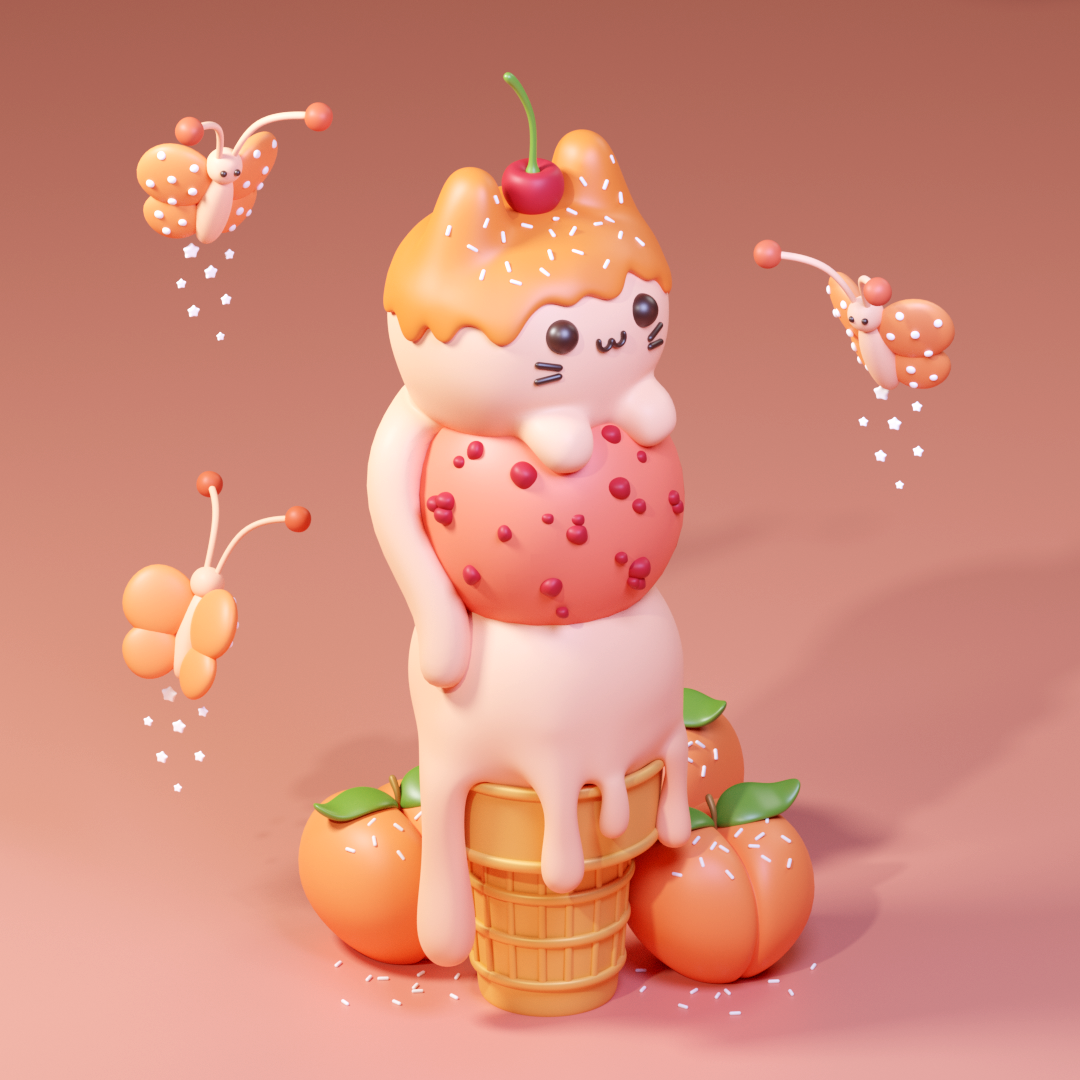 36daysoftype 3D blender cute Food 