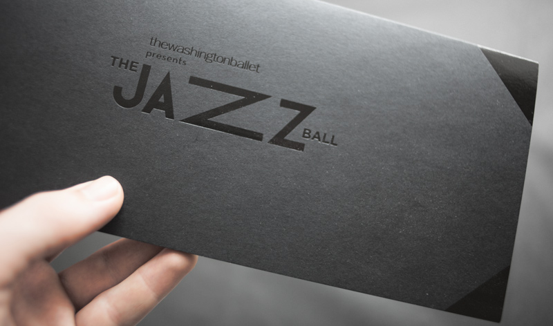 Invitation black foil Thermography custom type Washington ballet Gala jazz ball