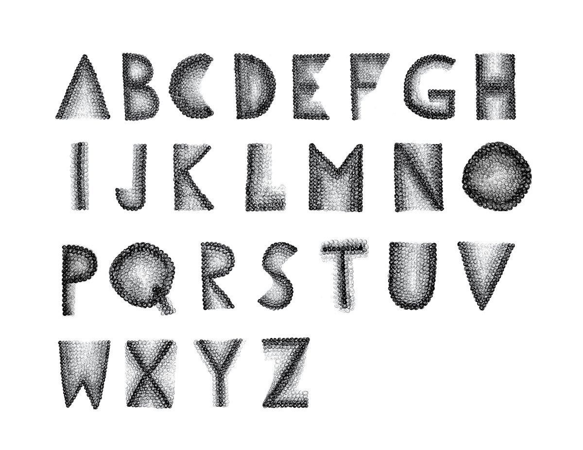 type typo handmade spirals kilometers alphabet letters
