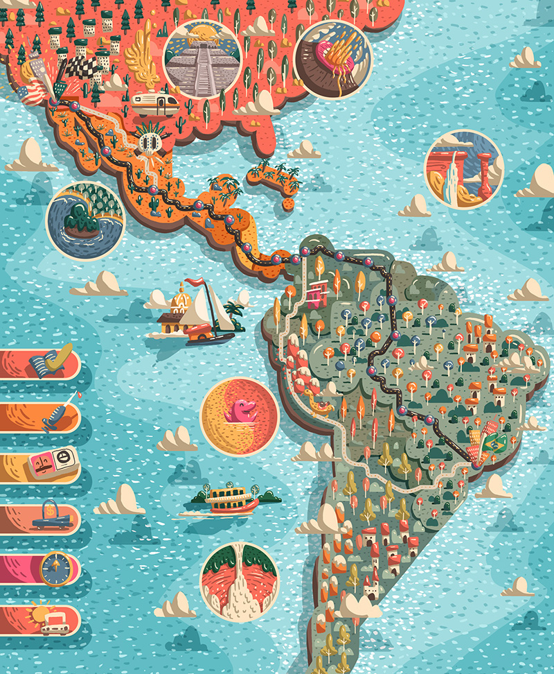 Adobe Portfolio RoadTrip road trip map Americas Brazil San Diego mexico Latin America