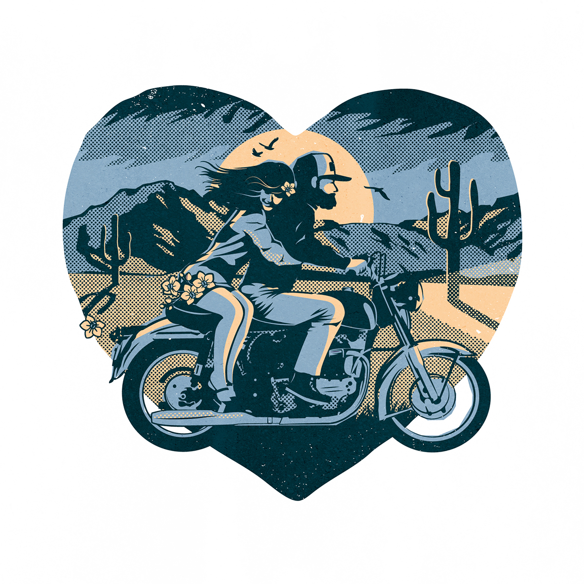 motorcycle screen print mountains Bike night print save the date