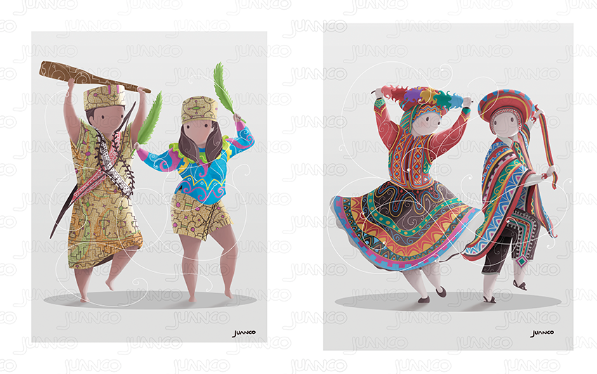 peru DANCE   folk tradition characters design color art graphic director