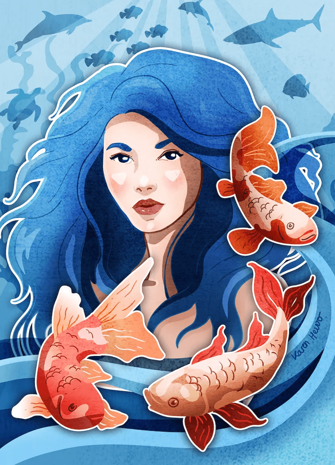 sirene mermaid Digital Art  poisson sea blue