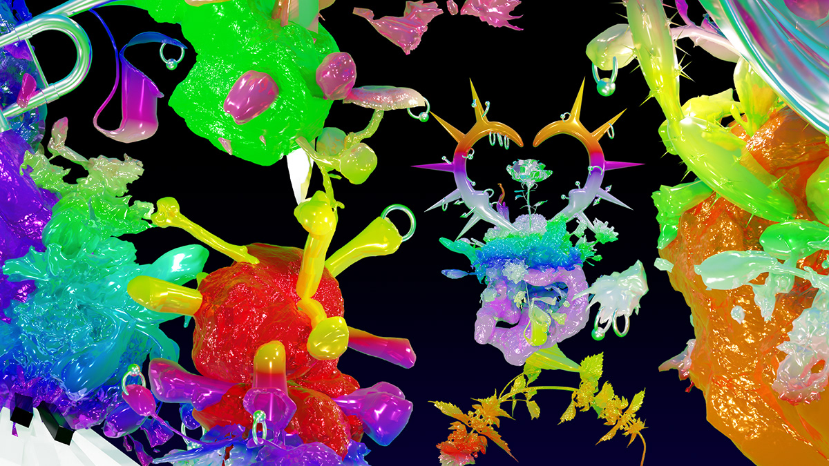 3D 3d animation 3d art blender chrome floral gradient motion graphics  projection mapping video projection