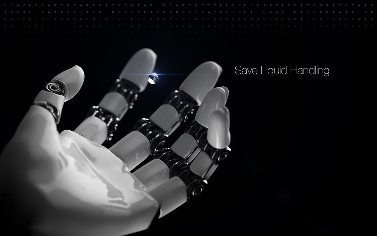 robot hand android Cyborg humanoid liquid handling Liquid automation drop water gesture hand gesture