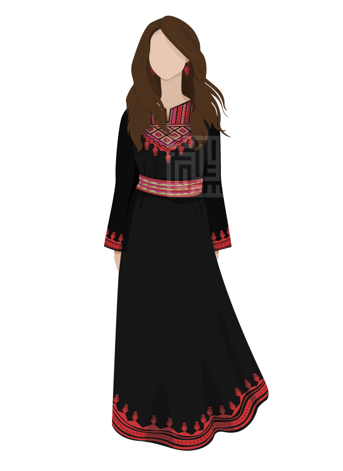palestine palestinian dress traditional sewing girl woman vector