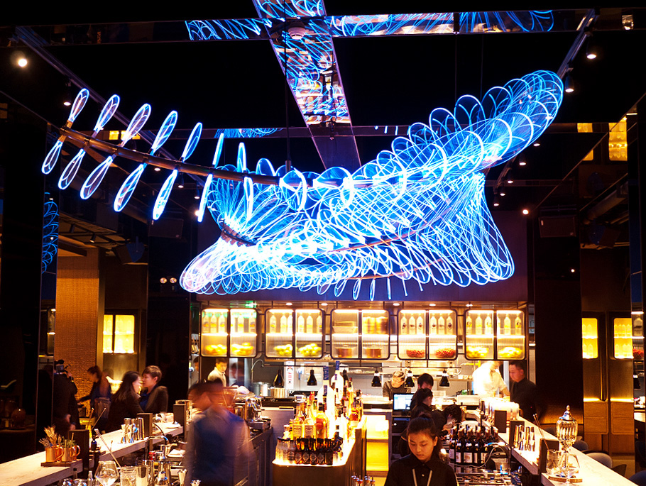 The Nest lounge Lighting Design  Interaction installation led sculpture Supernature Design