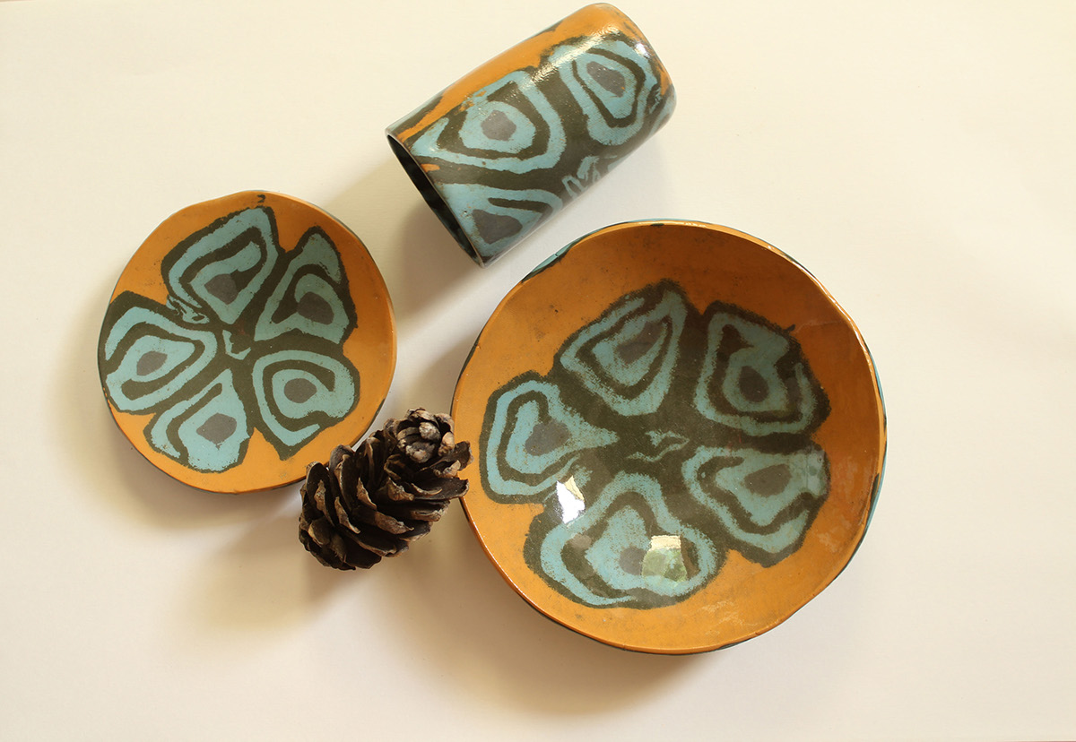 product design  ceramic pattern glaze graphic surface Nerikomi clay crafts   tableware