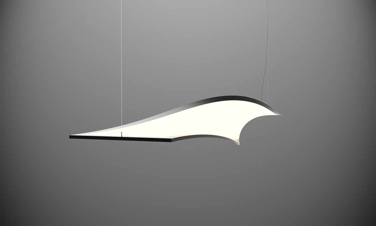 OLED Lamp light Slim minimalistic minimal thin black suspended suspender Interior industrial Office home Ambient