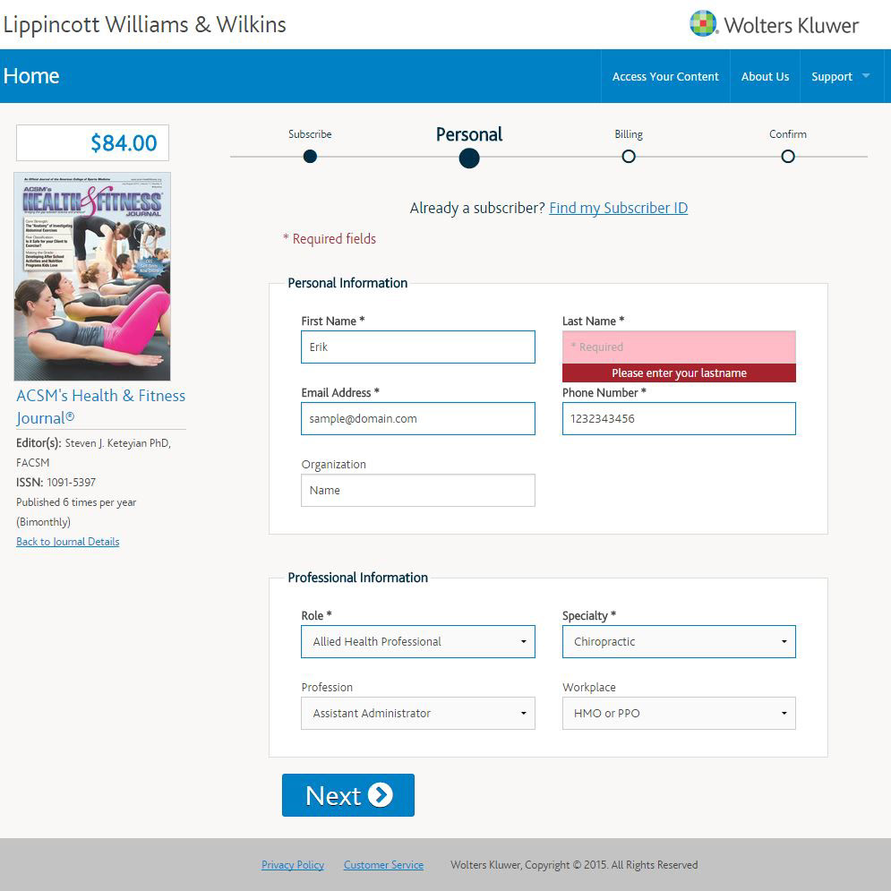 e-commerce checkout process subscribe Form