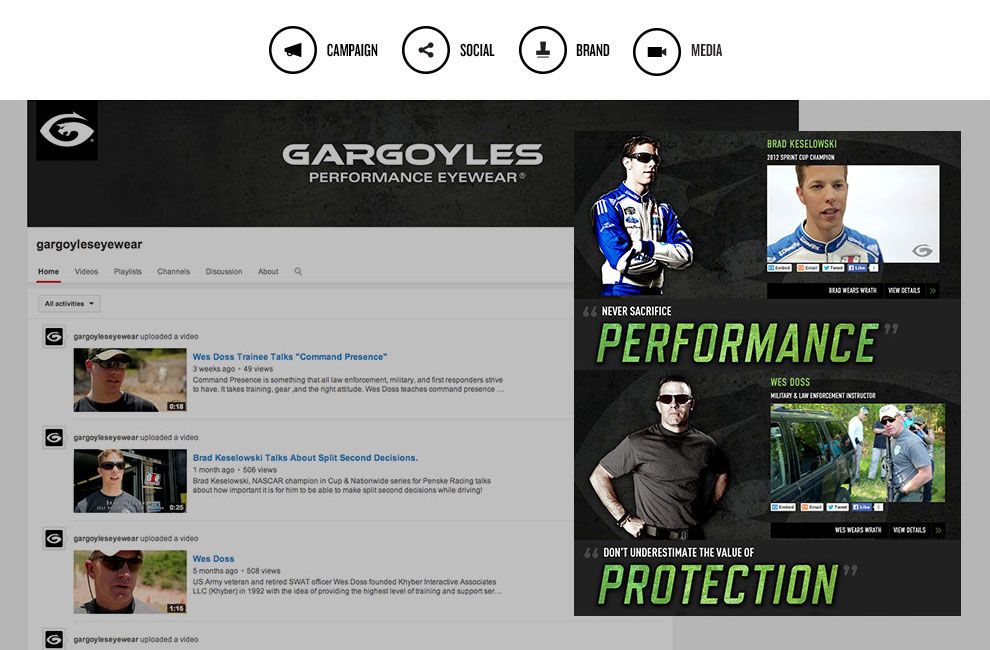 gargoyles magento Magento Enterprise brand Webdesign social media video photo eyewear