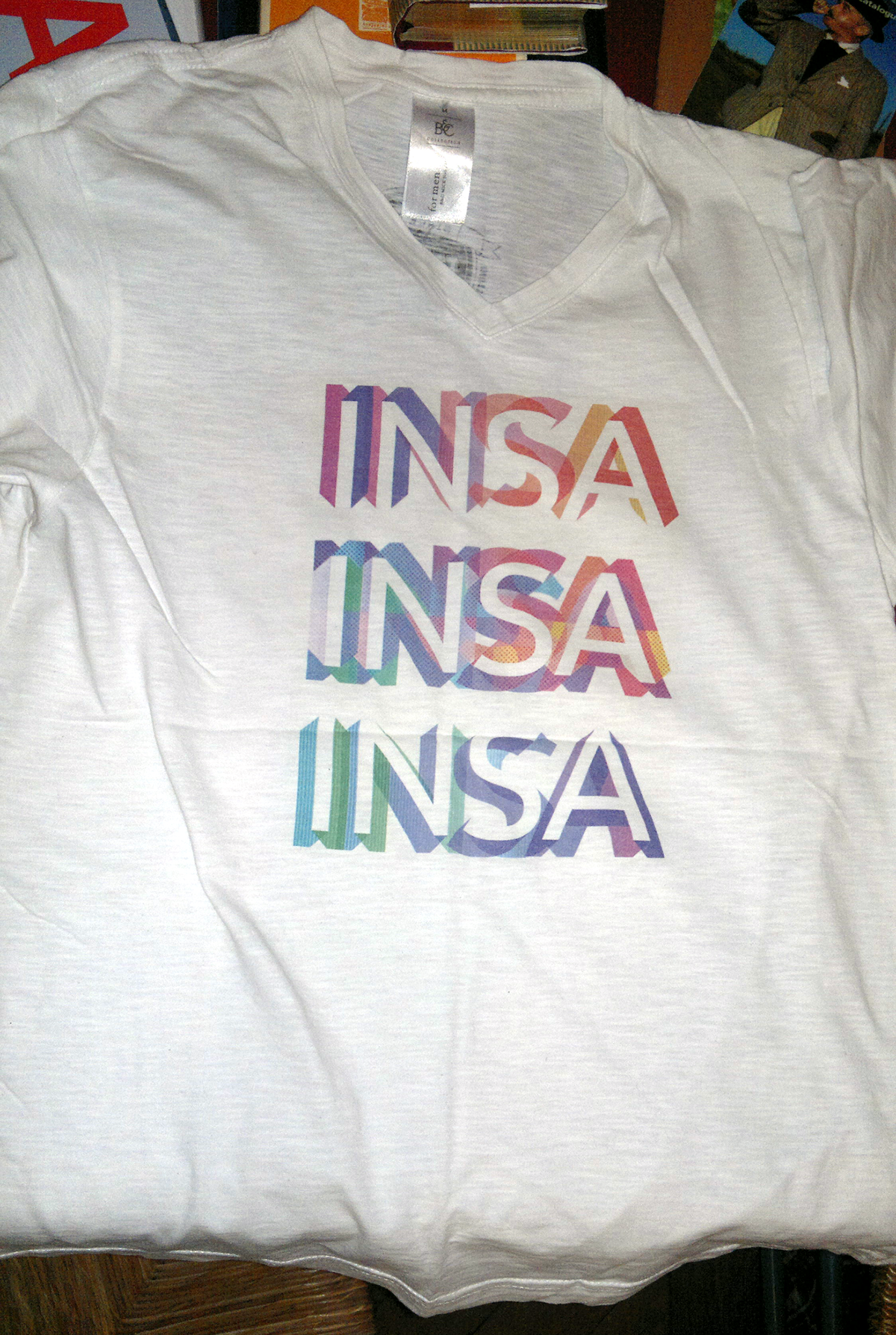 contest winner INSA lyon france Tee-shirt design 3D CC-BY open-source libre  Experiment colors perspectives strips