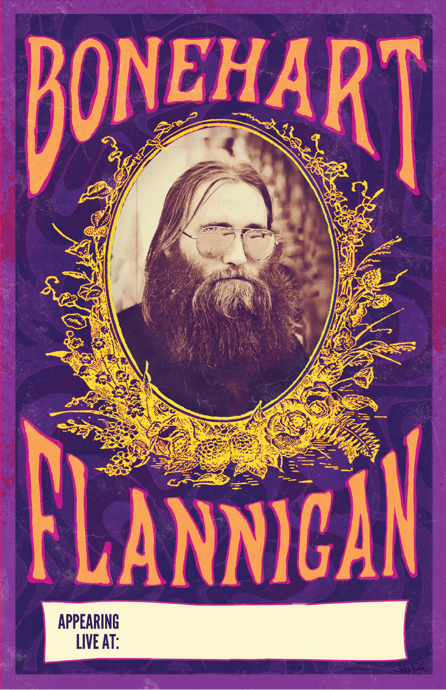 Bonehart Flannigan tour poster Fillmore psychedelic