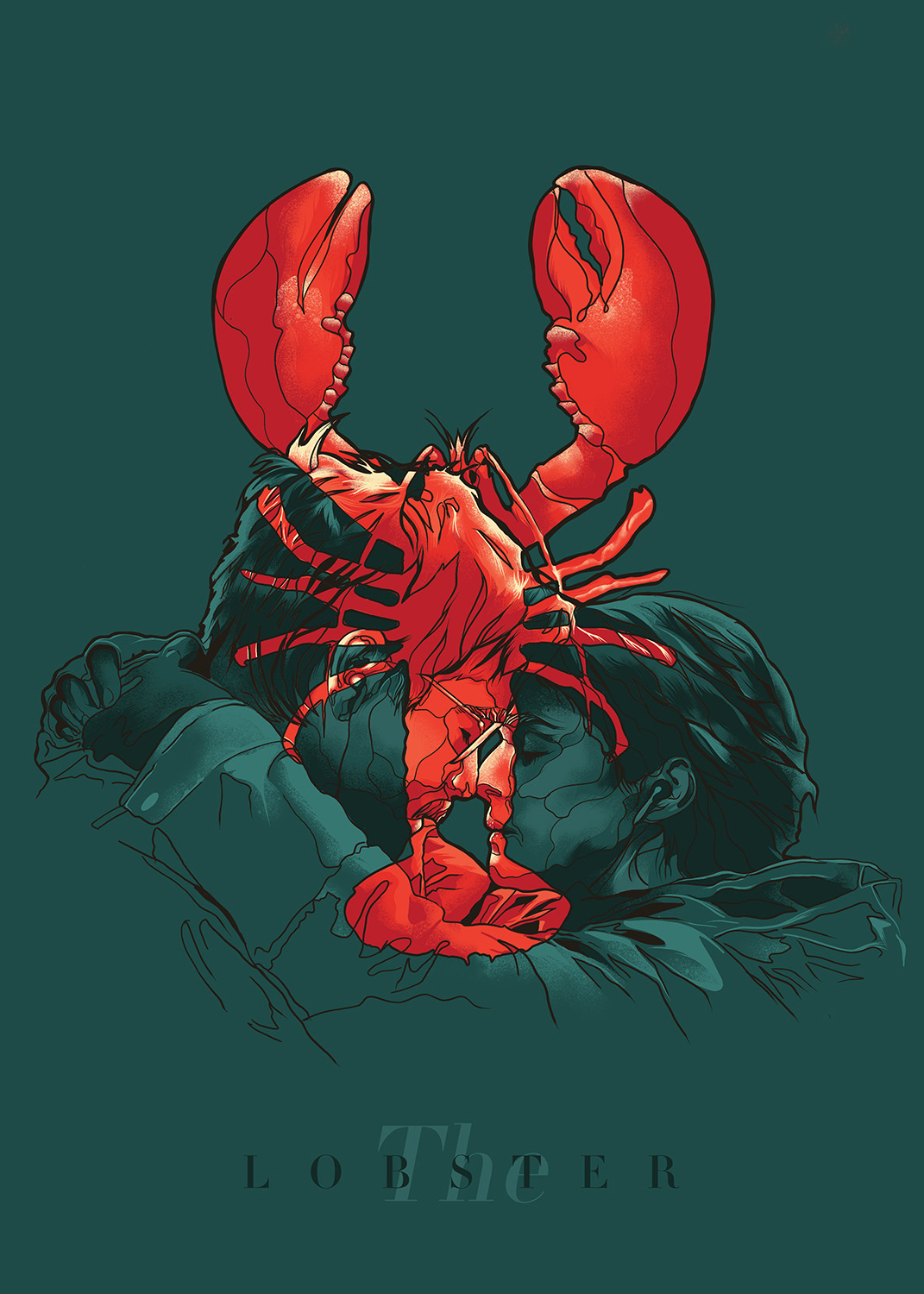 ILLUSTRATION  poster paint typography   Glitch face popart GETOUT  lobster jackbulit