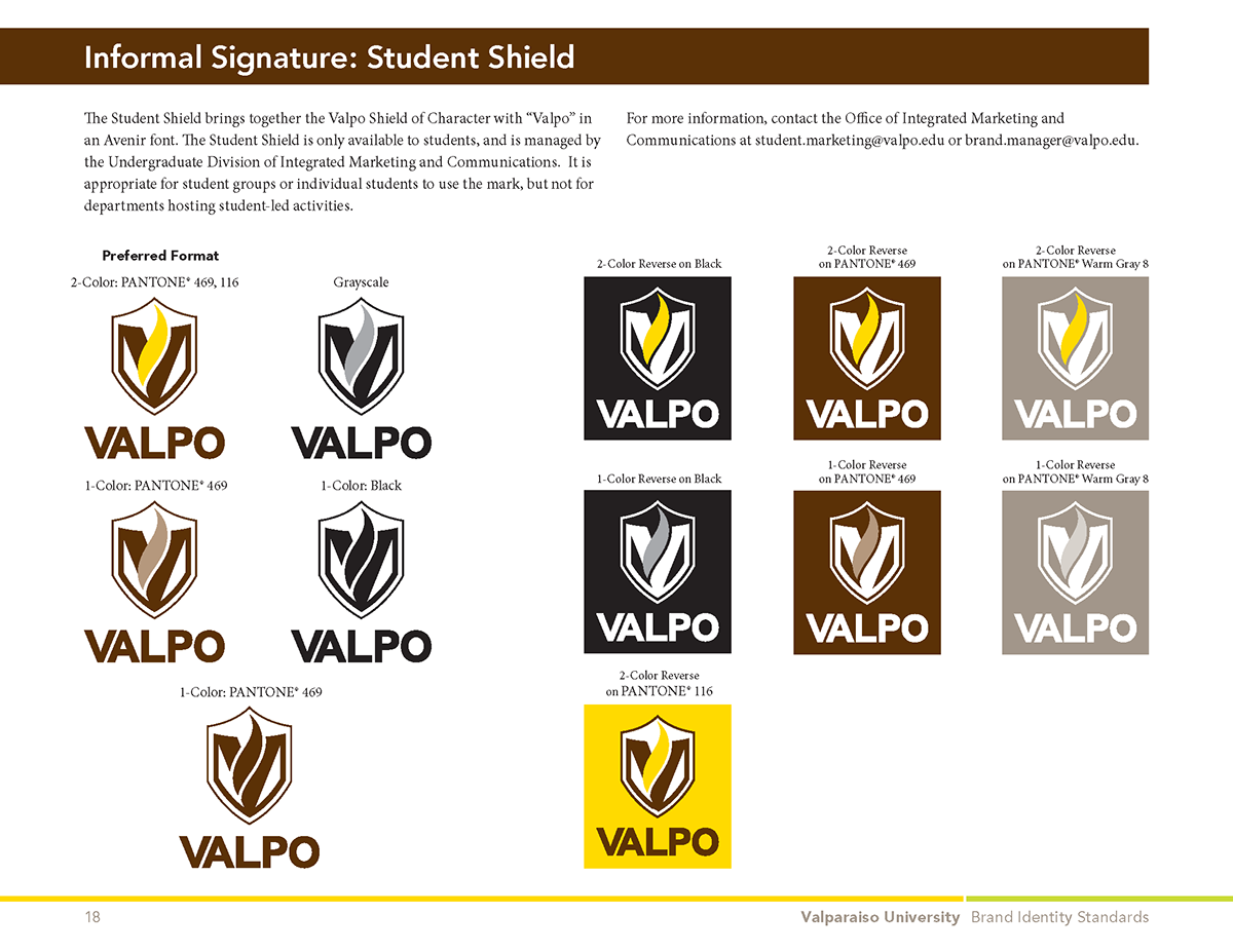 logo identity visual design design system college University Valparasio VALPO