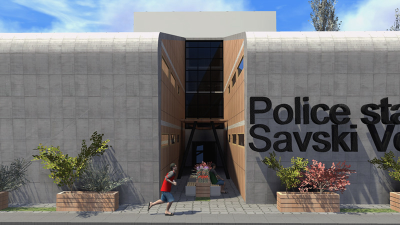Police Station Igor Georgiev 3D model Serbia photoshop Render  Rendering visualization 3D arquitectura modern
