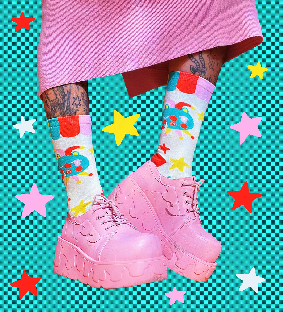 alt fashion clowncore kawaii nonbinary queer fashion socks