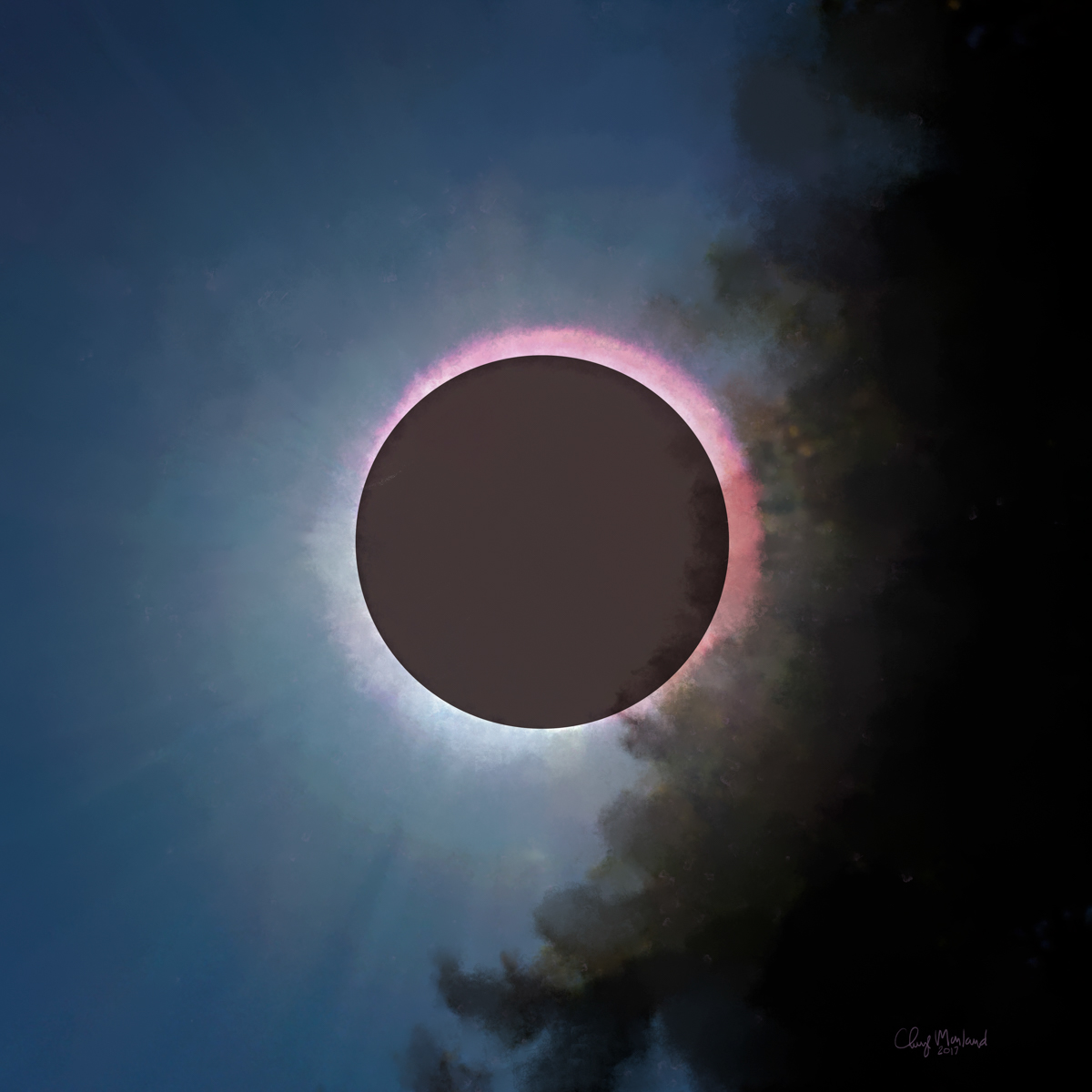 solar eclipse digital painting lakewood Washington