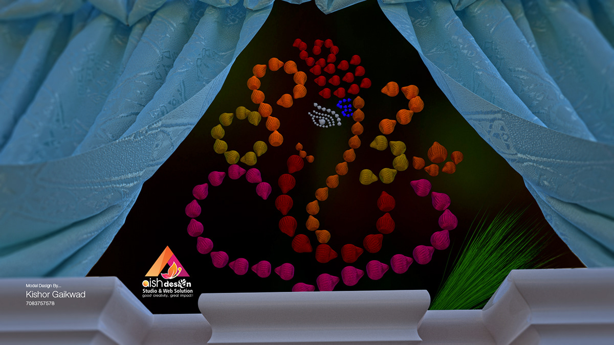 ecofriendlyganesh ganeshdecoration EnvironmentDesign 3D ganpatibappa realistic Creativity decoration vray rendering