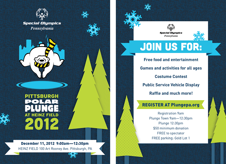 graphicdesign poster flyer polarplunge Polarbear winter specialolympics logo