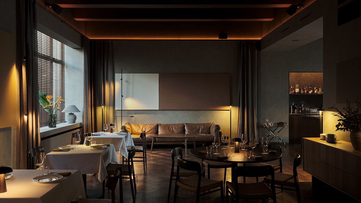 dark design Interior minimalist public restaurant