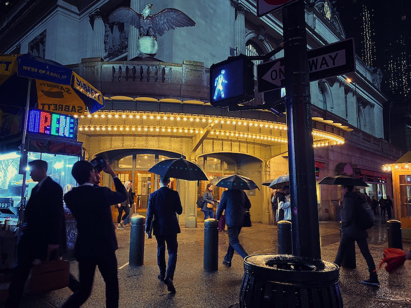 iphone shot on iphone apple nyc New York Travel city neon rain Umbrella