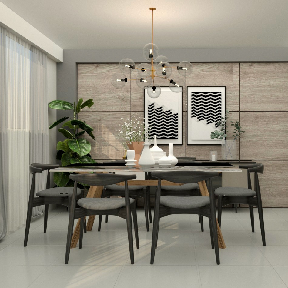 3D dining room interior design  livingroom minibar modern Render SketchUP vray