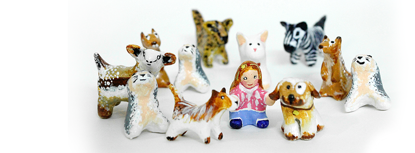 Miniature clay cute animals Totem characters jungle sea land predator