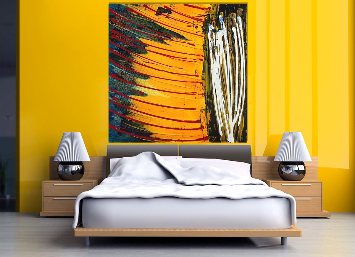 abstract yellow expressive modern contemporary art stripes prints