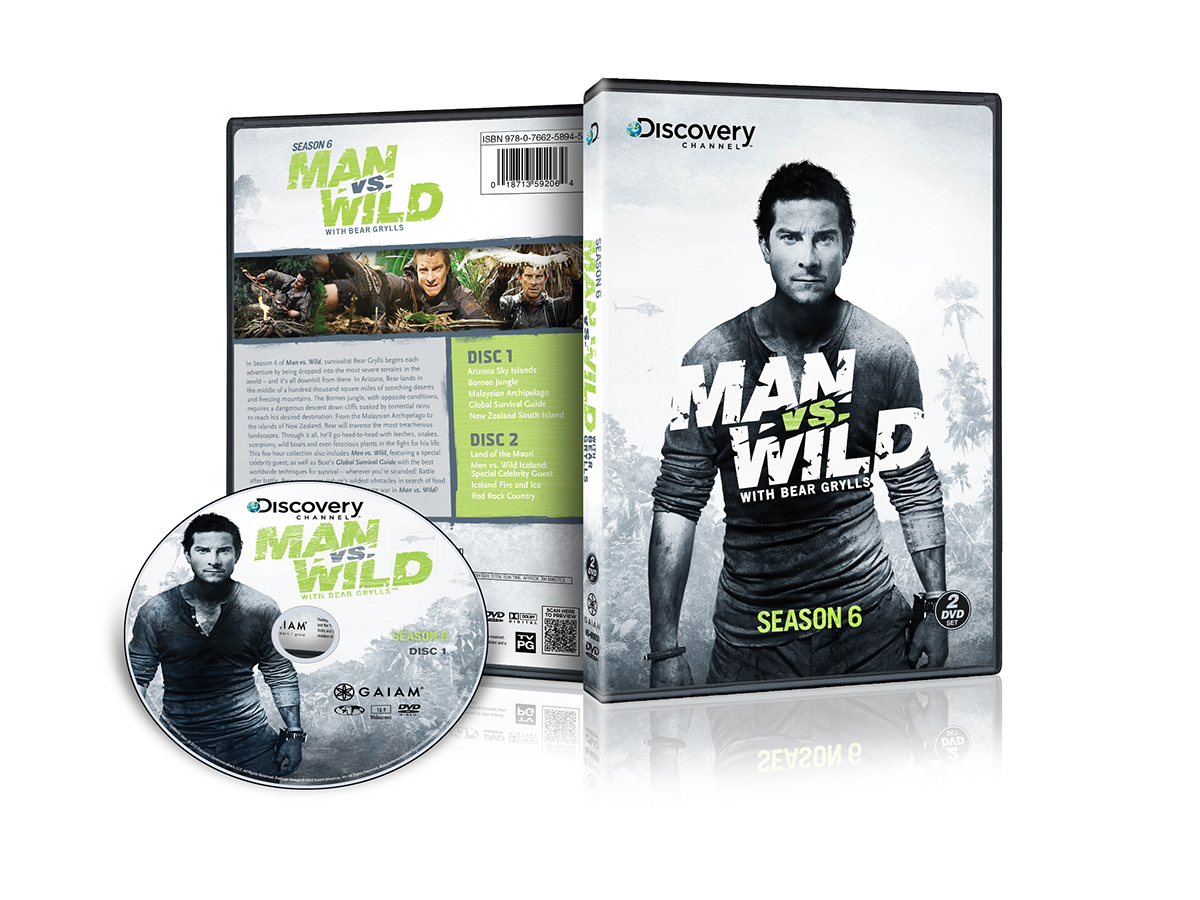 Man Vs. Wild black & white contract green Nature adventure Shark Week tv season 6 DVD home entertainment blu-ray sketch bear grylls discovery
