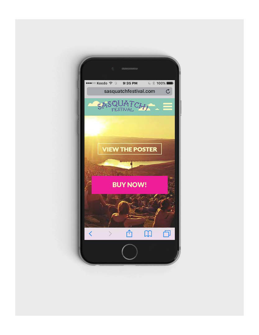 Student work Music Festival sasquatch poster mobile Website Colourful  illustrated digital