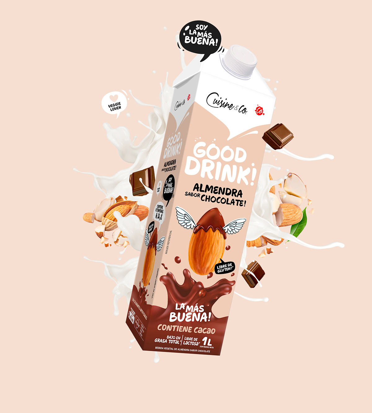 almond Cencosud cuisine&co design drink healthy milk Packaging packaging design Veggie