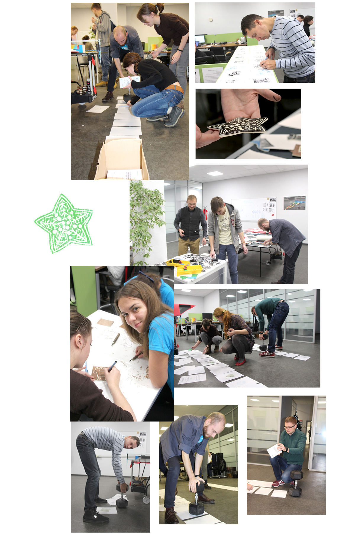 linocut linoryt linoleum engraving postcards greeting Christmas brand TEAMWORK Workshop cut