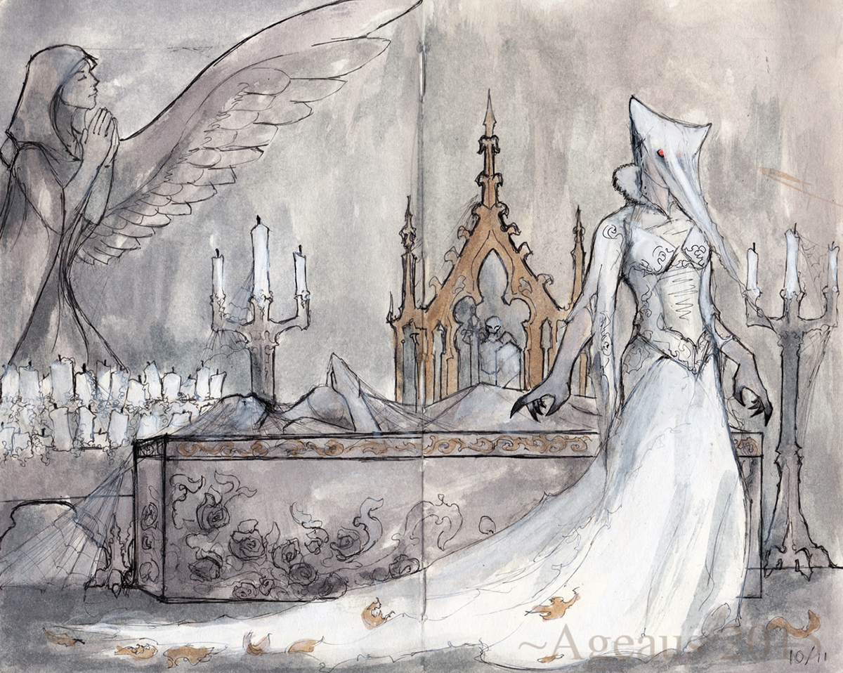 ink watercolor character_design fantasy gothic_horror Werewolf dragon ageaus vesperbat Drawing 