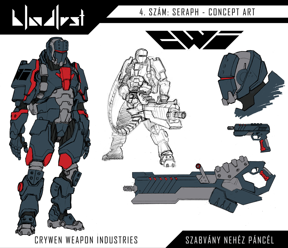 concept concept art conceptual charachter design comic concept art comics concept art Bloodlust bloodlust comics Cyberpunk cyber Gibson Armor Weapon armor design Helmet