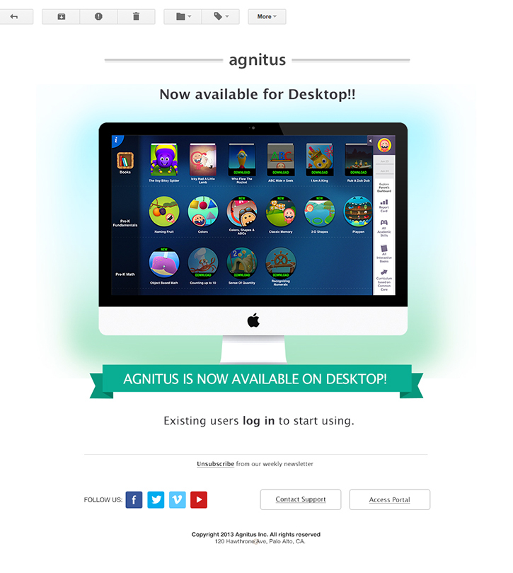 agnitus Cellsmart marketing   Email Education template mailchimp mail preview GMail yahoo