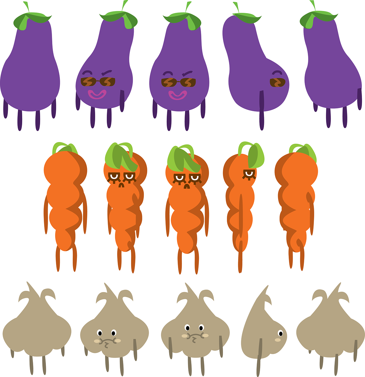 vegetables fruits ripe of passage carrot Garlic eggplant Illustrator global game jam
