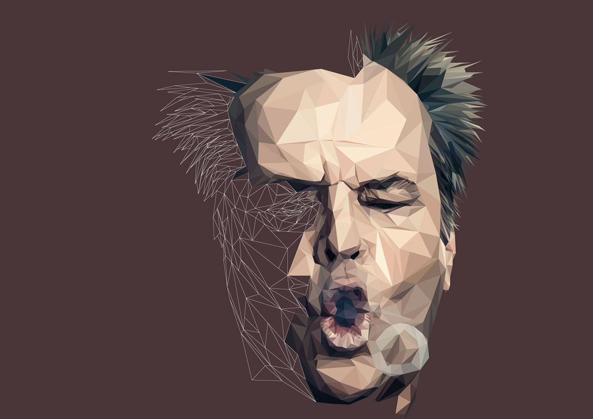 Jack Nicholson colorful vector Illustrator geometric poster low-poly lowpoly portrait Polygons movie art polygon triangle LOW