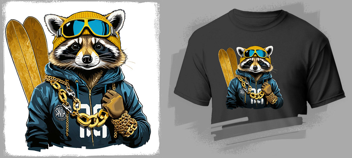 Character design  T-Shirt Design animals ILLUSTRATION  raccoon street wear Urban 2D art concept art opossum