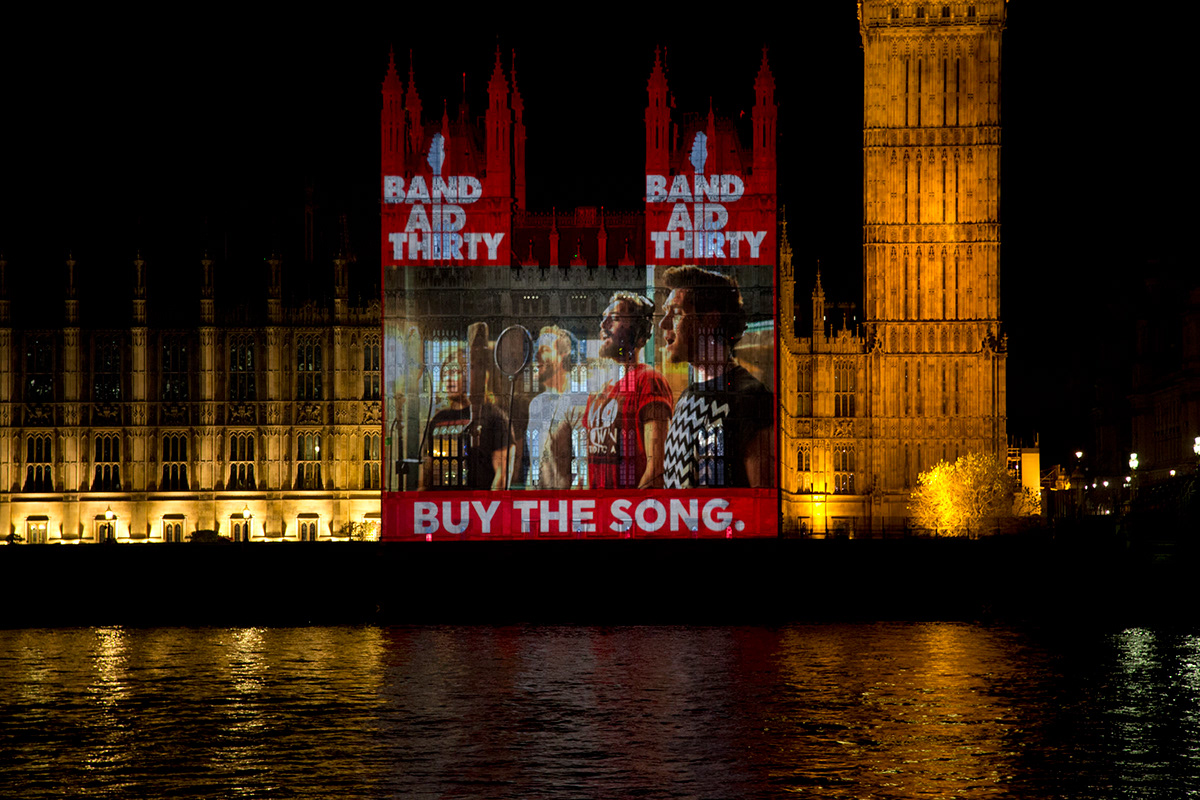 BandAid30 band aid Band Aid Thirty bob geldof Houses of Parliament London projection projection mapping Ross Ashton Ten Alps big ben