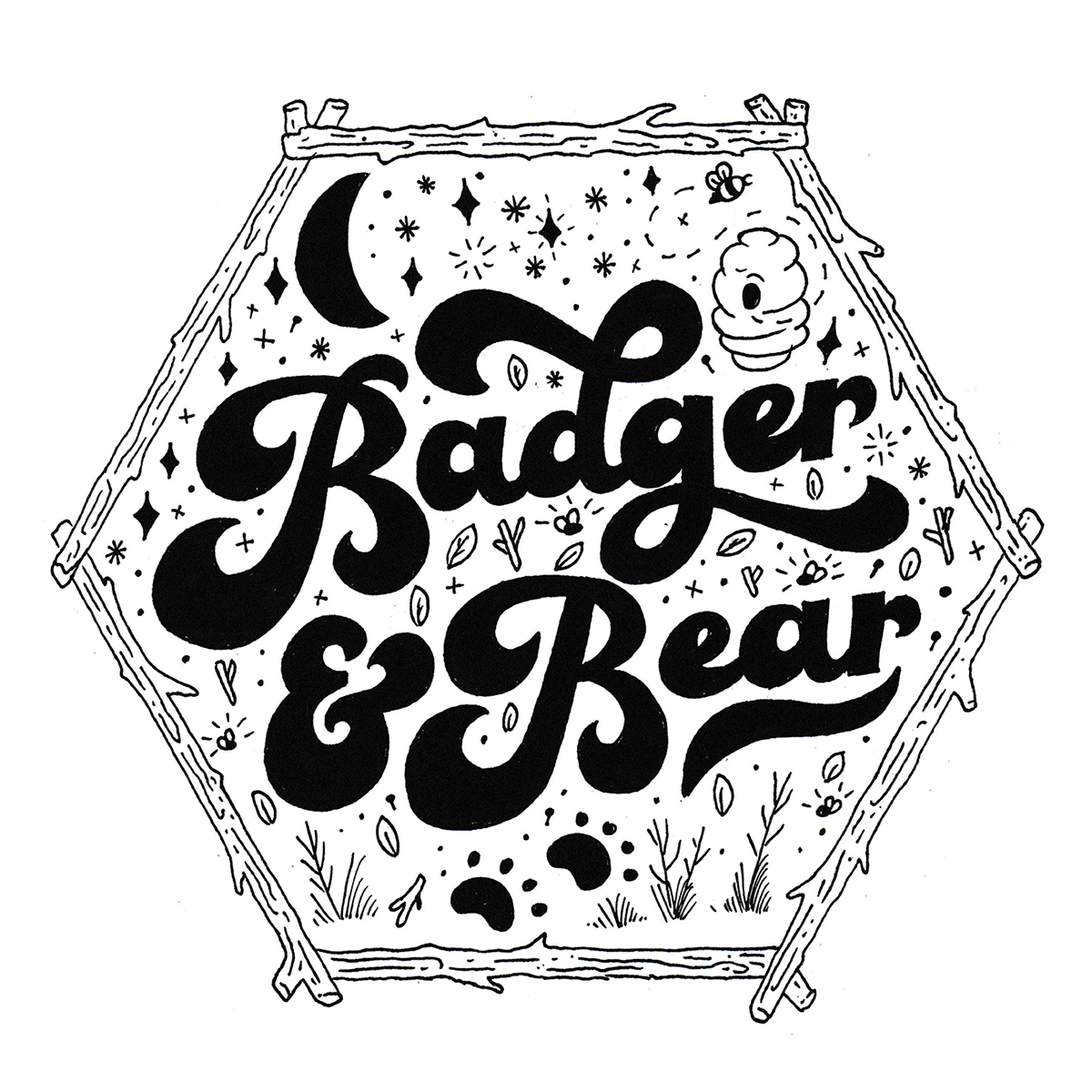 HAND LETTERING lettering type camping 70s bee Script cursive Outdoor bee hive