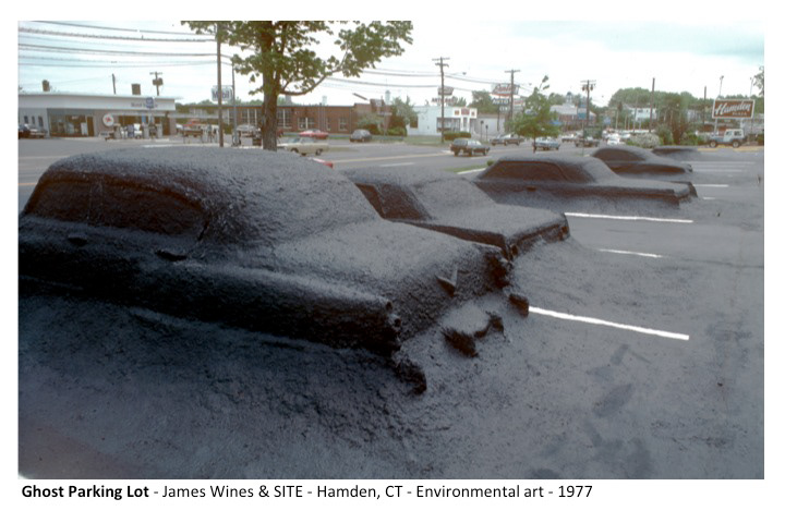 James Wines environmental art site Hamden Connecticut automobiles