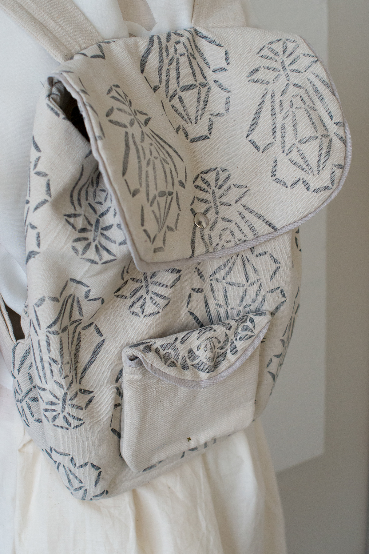 backpack floral pattern Wearable printmaking handmade