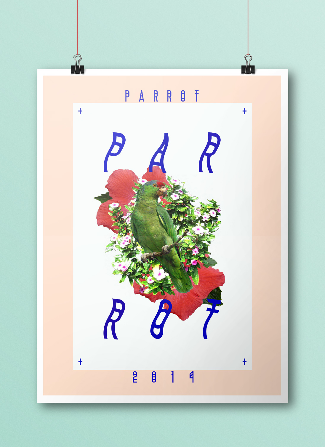 parrot collage poster esotic flower Collection vaporwave art animal