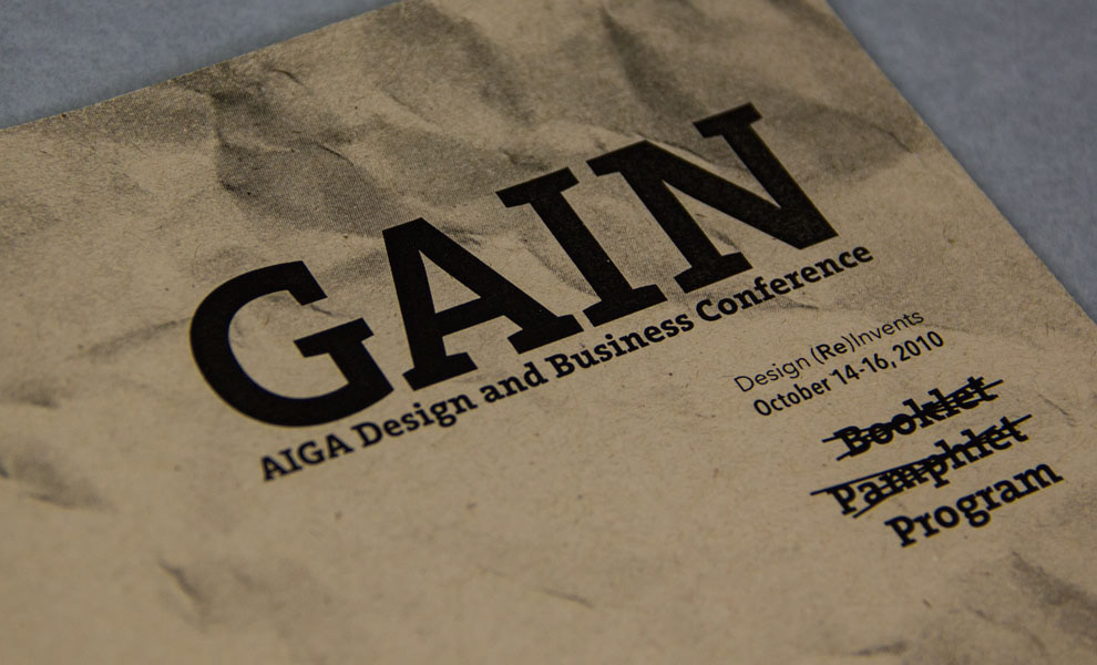 aiga gain conference Program ID badge postcard recycle texture