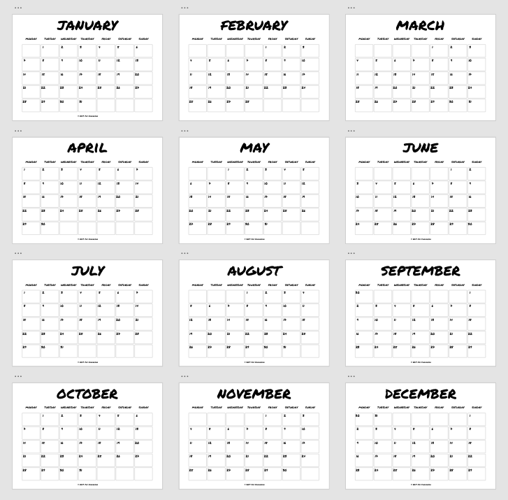 freebie free printable calendar 2019 calendar a4 Adobe XD